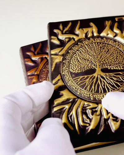 Vintage Dagbok "Livets Träd" A6 - Elegant Präglat Omslag av Konstläder, 100 Sidor