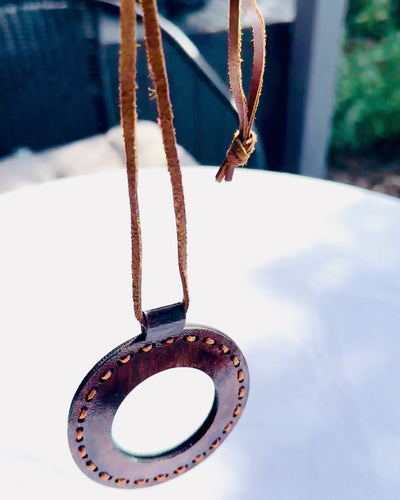 Indisk förstoringsglas Artefakt, läder, handgjord - möjlighet till personlig gravyr