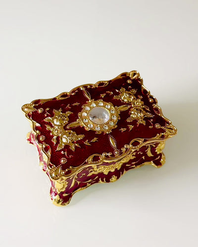 Skrin, Smyckesorganisatör i Vintage-stil – Metallskattkista med Dekorativa Element