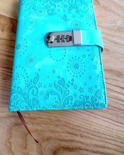 Exklusiv Anteckningsbok, PU-läder, A5 med Kodlås - "Secret Journal", personalisering med gravyr