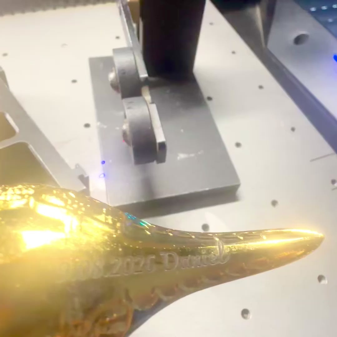 Aladdins lampa i metall, blå och guld, 12 cm med personlig gravyr