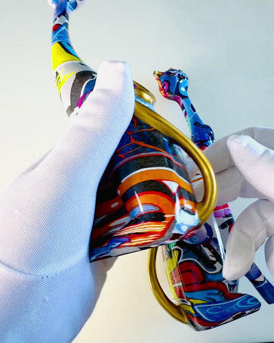 Abstrakta Kattfigurer "ArtCats", Handmålade, Harts – 25 cm, 2 st.