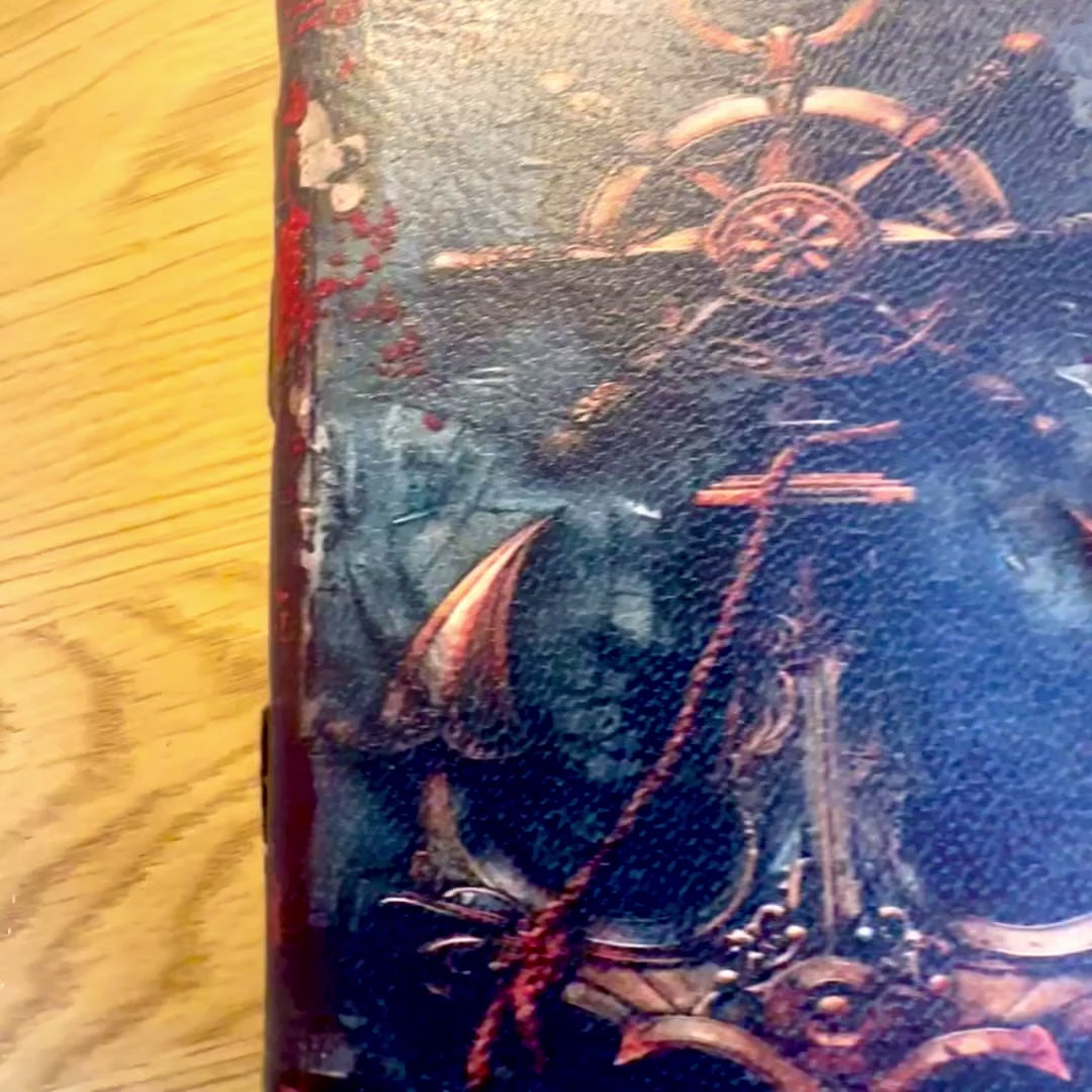 Retro marin läderanteckningsbok 200 sidor med personlig gravyr, perfekt present till konstnärer och resenärer, gjord av naturligt getskinn i vintagefärg, mått 18 x 13 cm