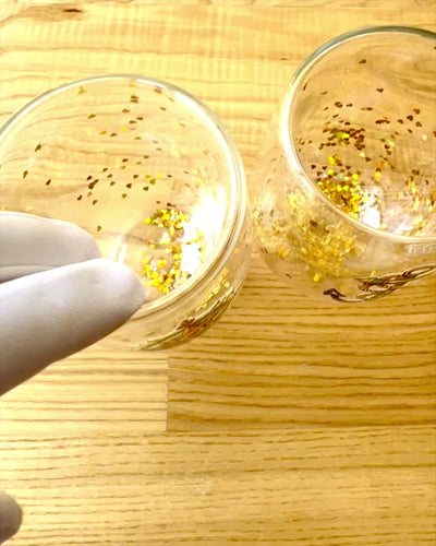 "Nautical Dreams" glas med dubbla väggar och guldflingor - set om 2 st., 300 ml kapacitet, möjlighet till personlig gravyr