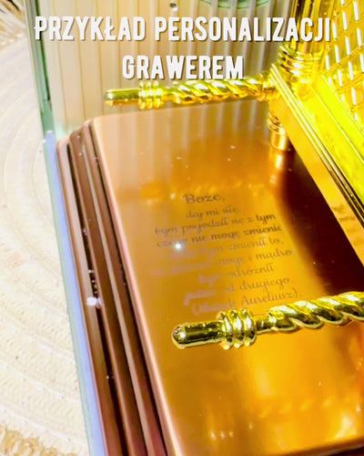 Förgylld replika av Förbundsarken – Dekorativ arka staty i koppar i storlek XL 28x15,6x20 cm