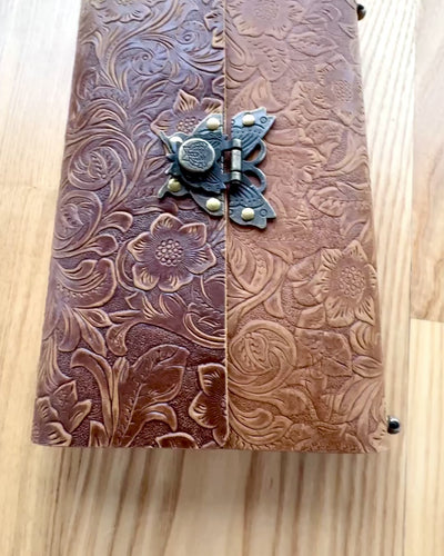 Lyxig Retro Anteckningsbok med Läderomslag - "Vintage Elegance", 480 sidor, möjlighet till gravyrpersonalisering