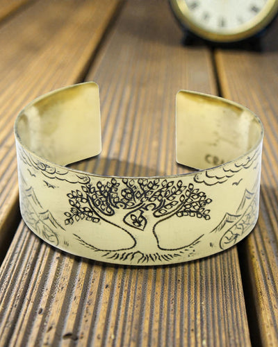 Tibetanskt mantraarmband i mässing – Livets träd