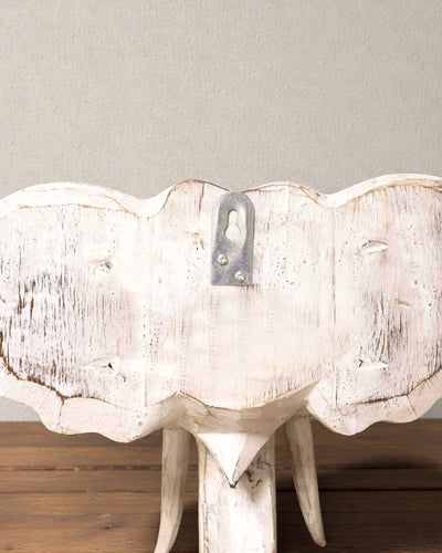 Stort elefanthuvud 29x26 cm – Vit och guld