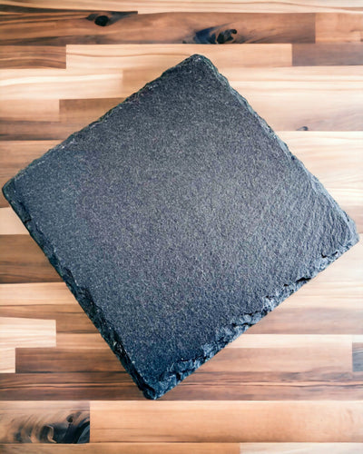 Underlägg för kaffe, te av naturlig sten med personlig gravyr – Fyrkant, cirkel, sexkant, 10 cm